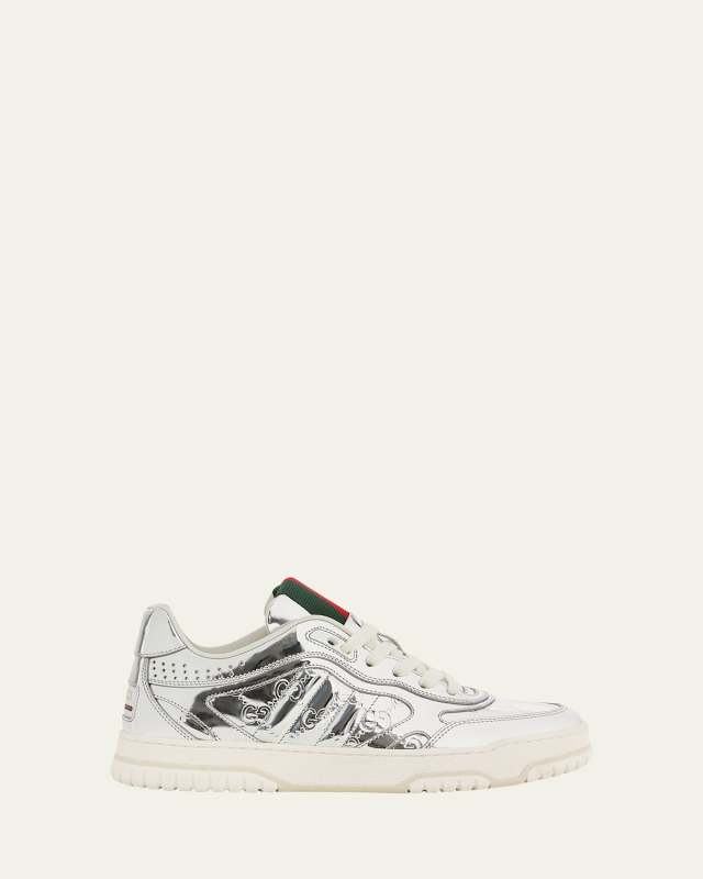 ReWeb GG Low-Top Metallic Leather Sneakers